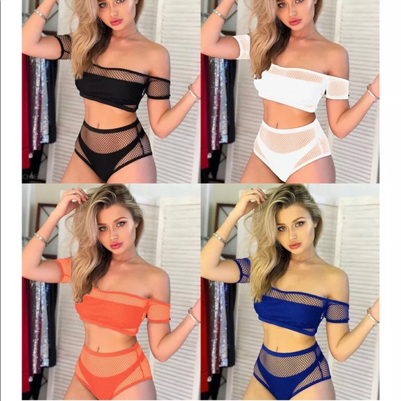 Other - Sexy, Off-Shoulder, Mesh-Overlay Bikini